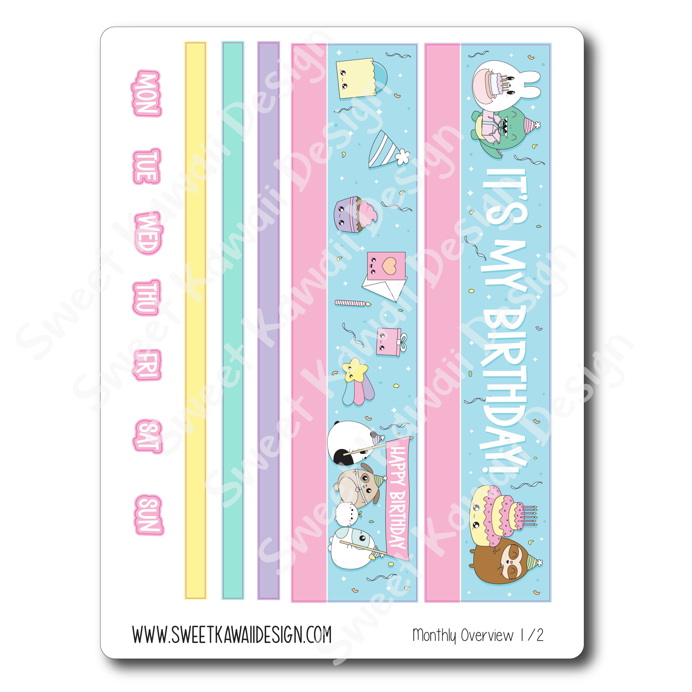 Birthday Monthly Overview Stickers - Vertical/Horizontal (7x9)