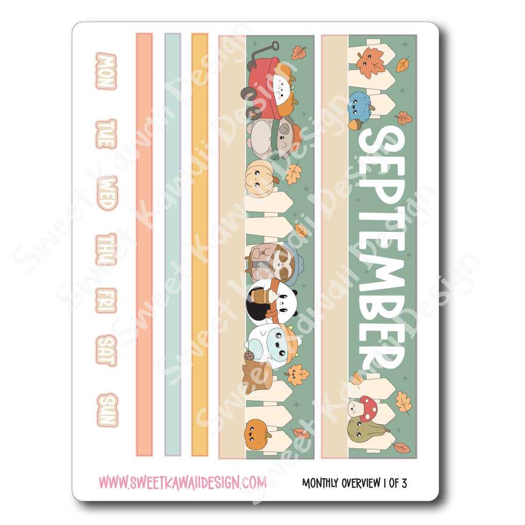 September 2025 Monthly Overview Stickers (Vert/Horiz)