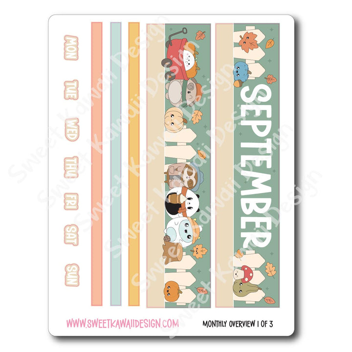 September 2025 Monthly Overview Stickers (Vert/Horiz)