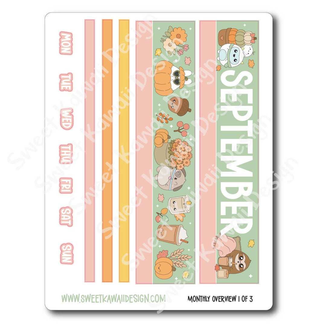 September 2026 Monthly Overview Stickers (Vert/Horiz)