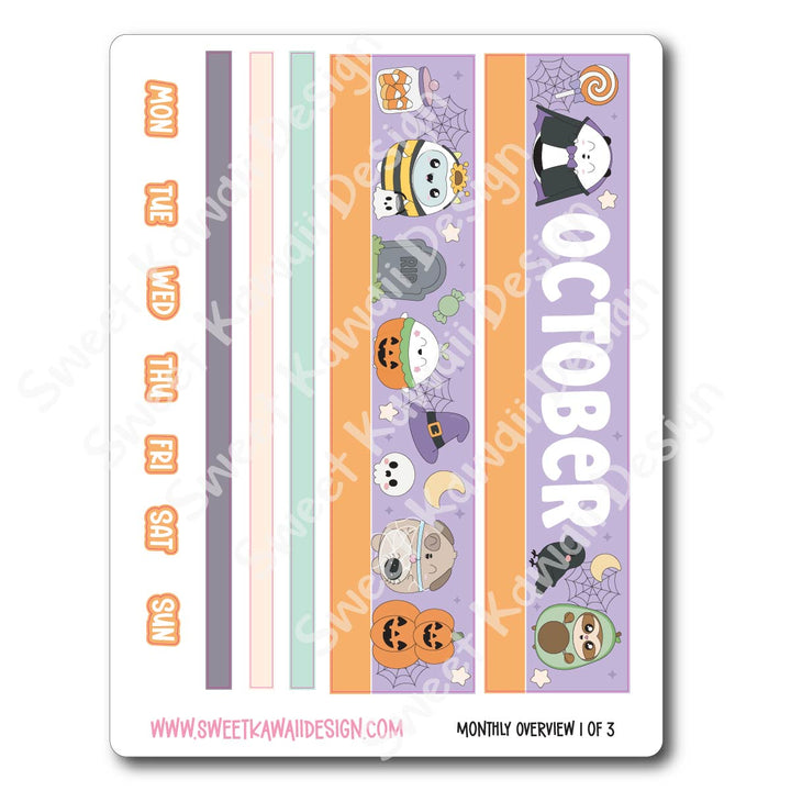 October 2026 Monthly Overview Stickers (Vert/Horiz)