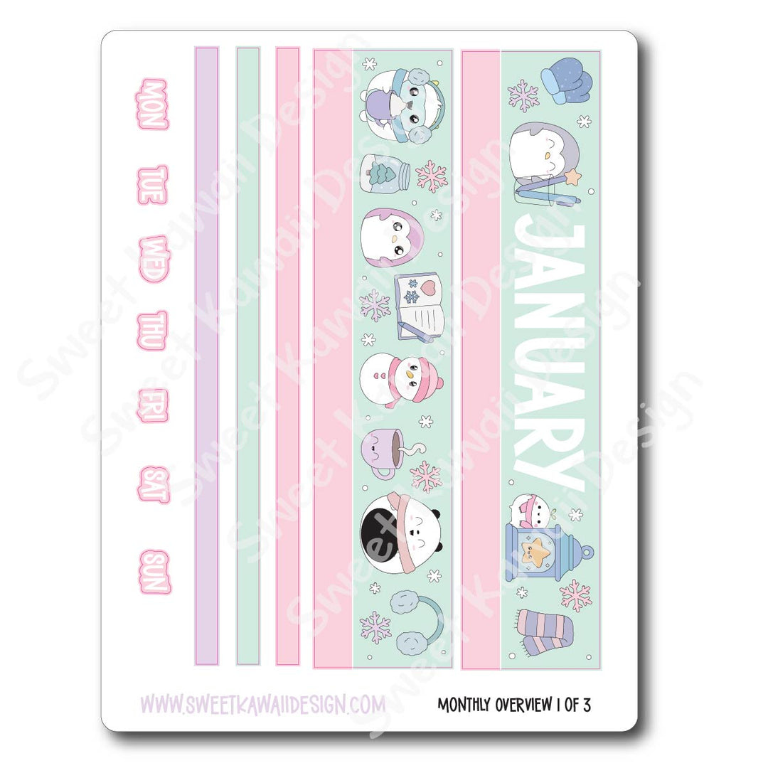 January 2026 Monthly Overview Stickers (Vert/Horiz)