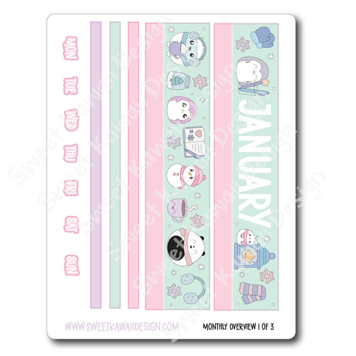 January 2026 Monthly Overview Stickers (Vert/Horiz)