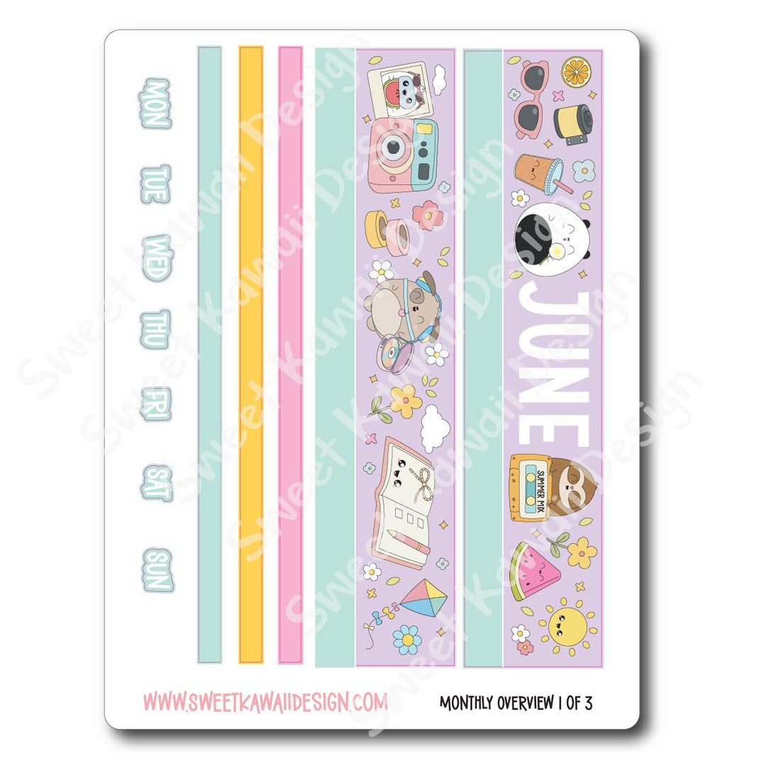 June 2026 Monthly Overview Stickers (Vert/Horiz)