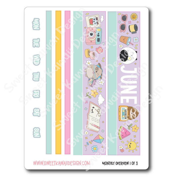 June 2026 Monthly Overview Stickers (Vert/Horiz)