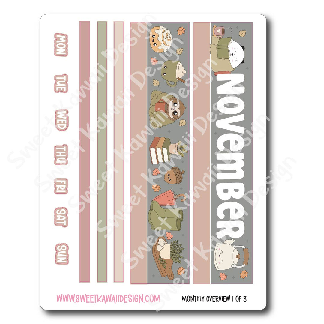 November 2026 Monthly Overview Stickers (Vert/Horiz)