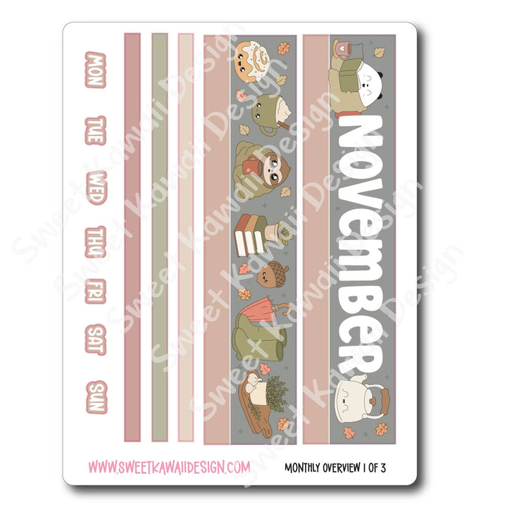 November 2026 Monthly Overview Stickers (Vert/Horiz)