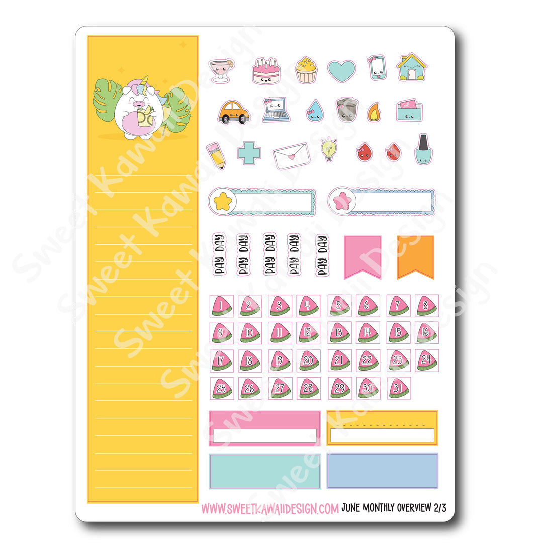 June 2025 Monthly Overview Stickers (Vert/Horiz)