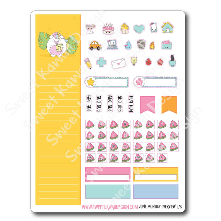 June 2025 Monthly Overview Stickers (Vert/Horiz)
