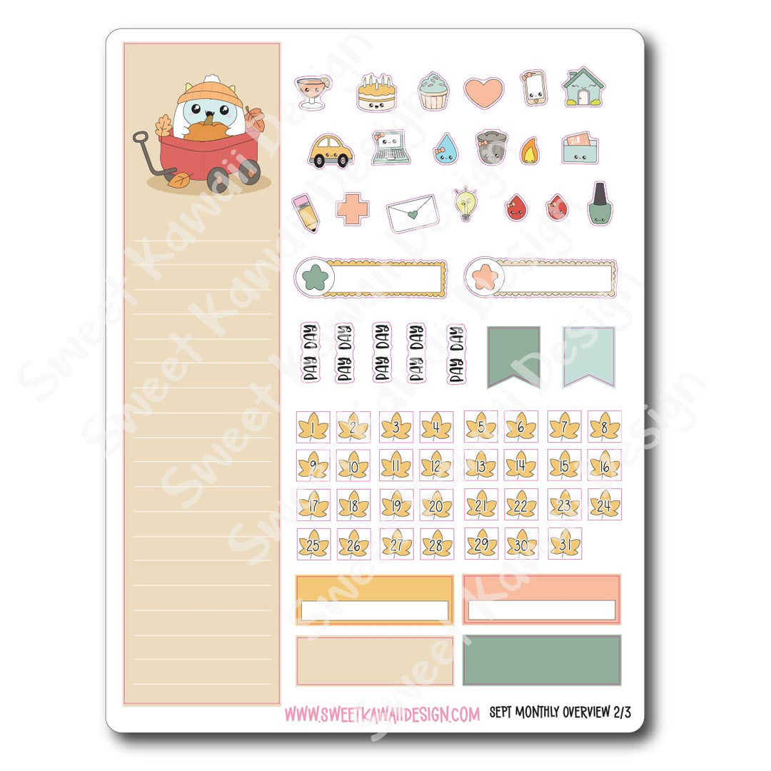 September 2025 Monthly Overview Stickers (Vert/Horiz)