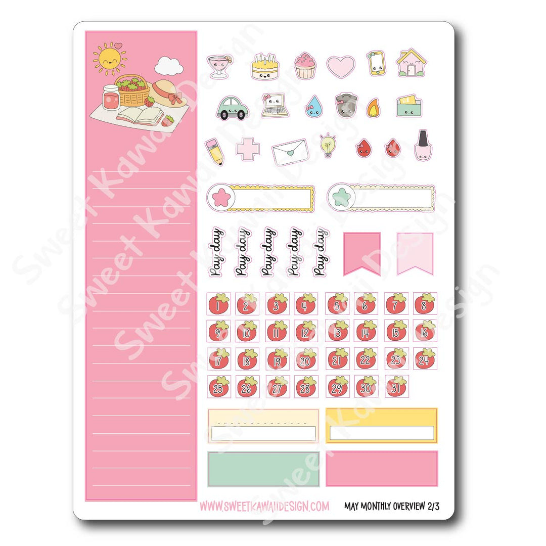 May 2026 Monthly Overview Stickers (Vert/Horiz)