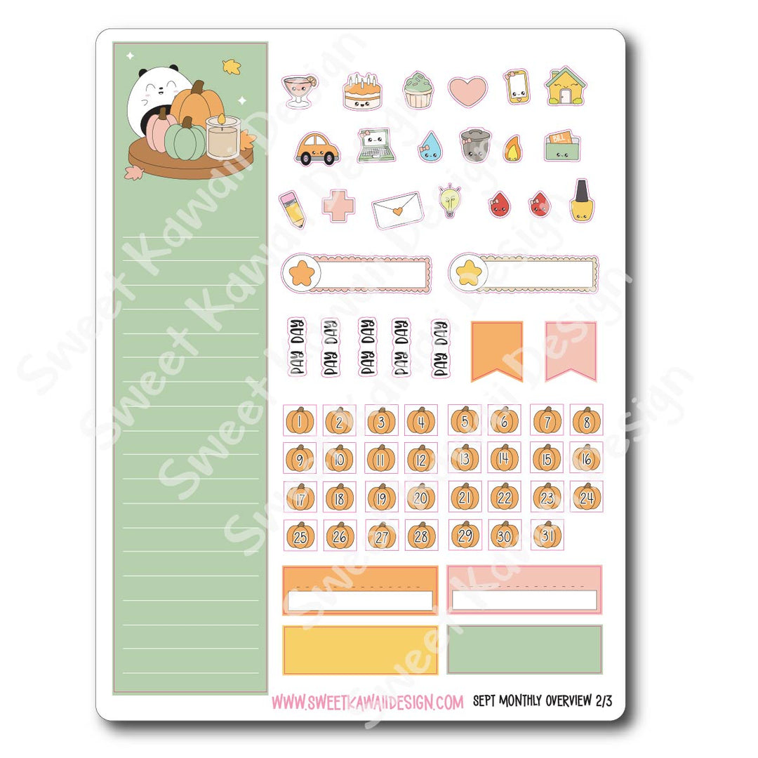 September 2026 Monthly Overview Stickers (Vert/Horiz)