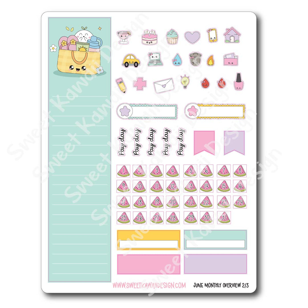 June 2026 Monthly Overview Stickers (Vert/Horiz)