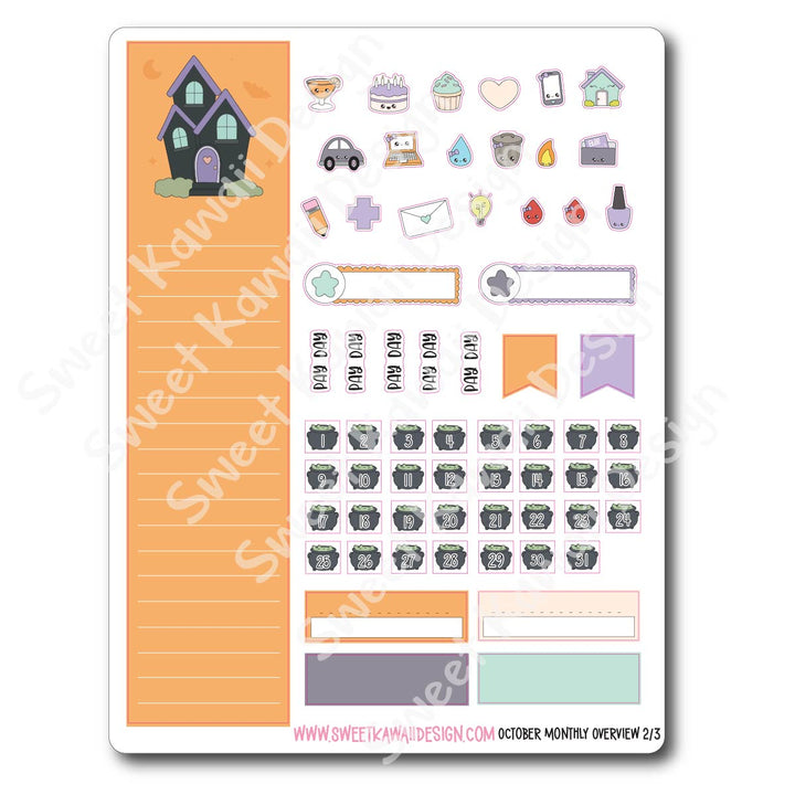 October 2026 Monthly Overview Stickers (Vert/Horiz)
