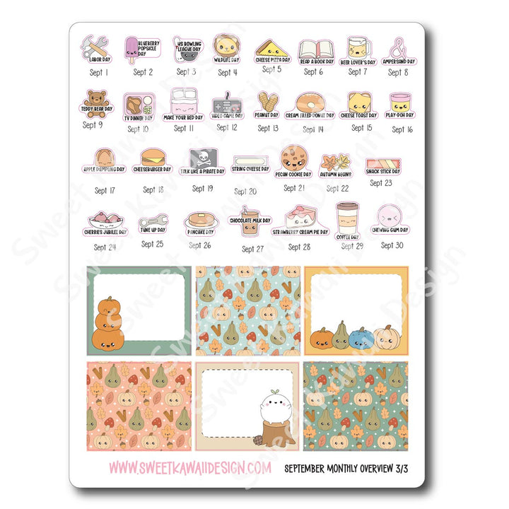 September 2025 Monthly Overview Stickers (Vert/Horiz)