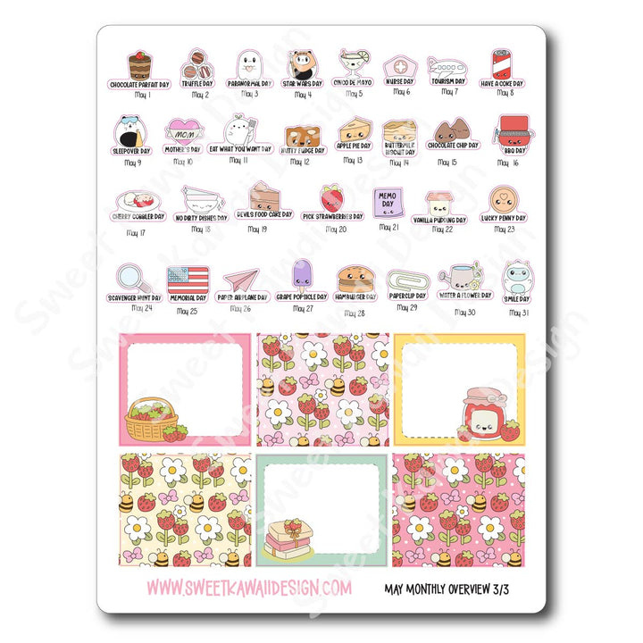 May 2026 Monthly Overview Stickers (Vert/Horiz)