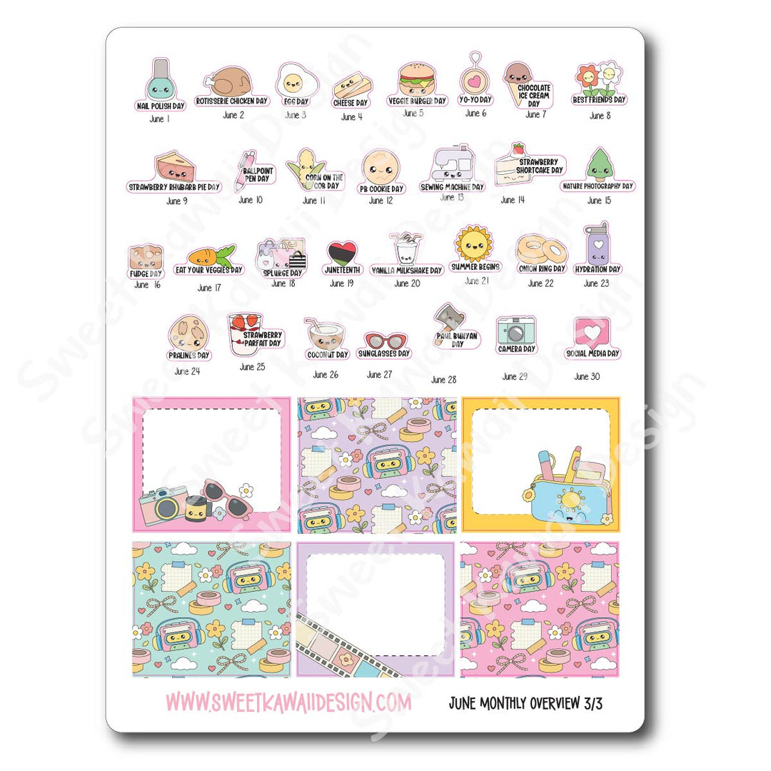 June 2026 Monthly Overview Stickers (Vert/Horiz)