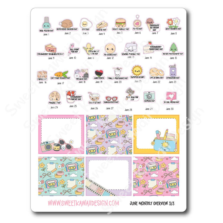 June 2026 Monthly Overview Stickers (Vert/Horiz)