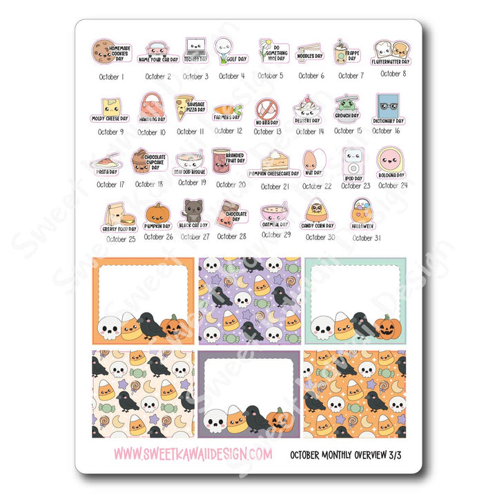 October 2026 Monthly Overview Stickers (Vert/Horiz)