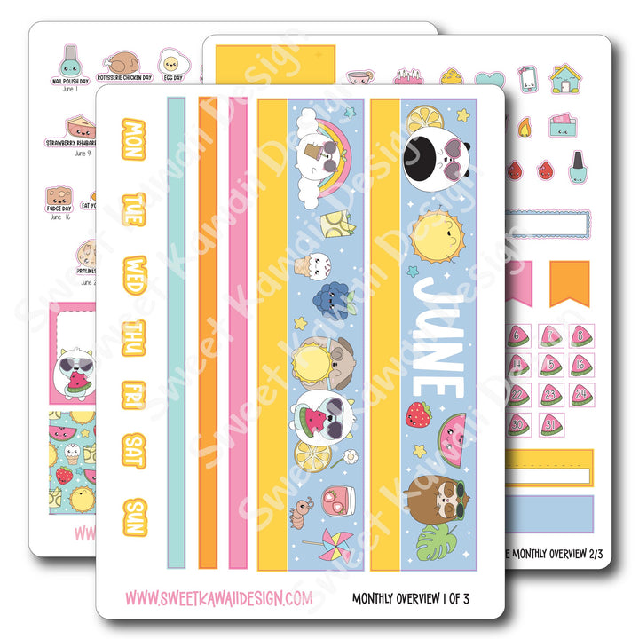 June 2025 Monthly Overview Stickers (Vert/Horiz)