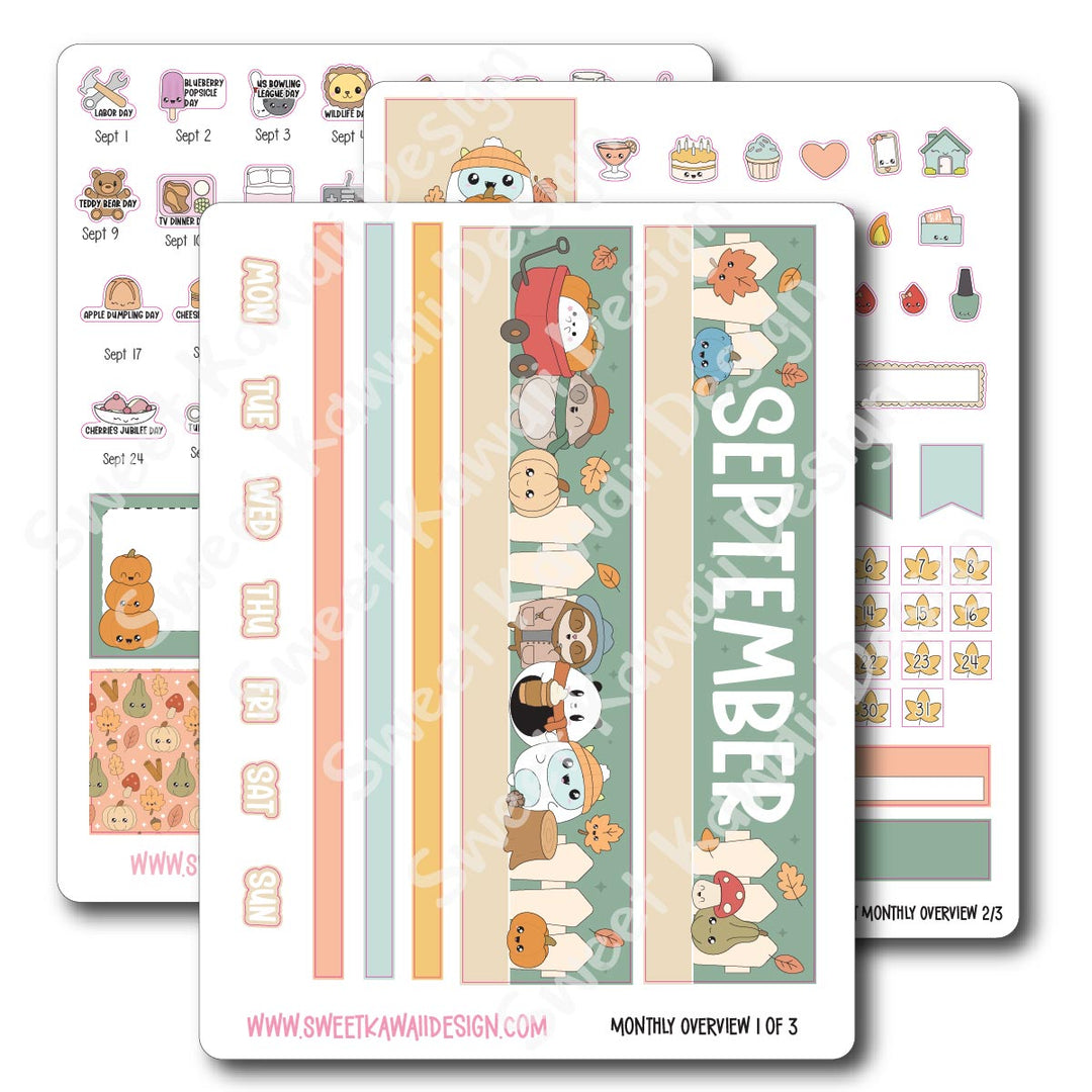 September 2025 Monthly Overview Stickers (Vert/Horiz)