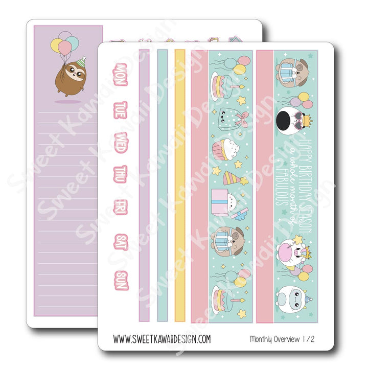 Birthday Monthly Overview Stickers - Vertical/Horizontal (7x9)