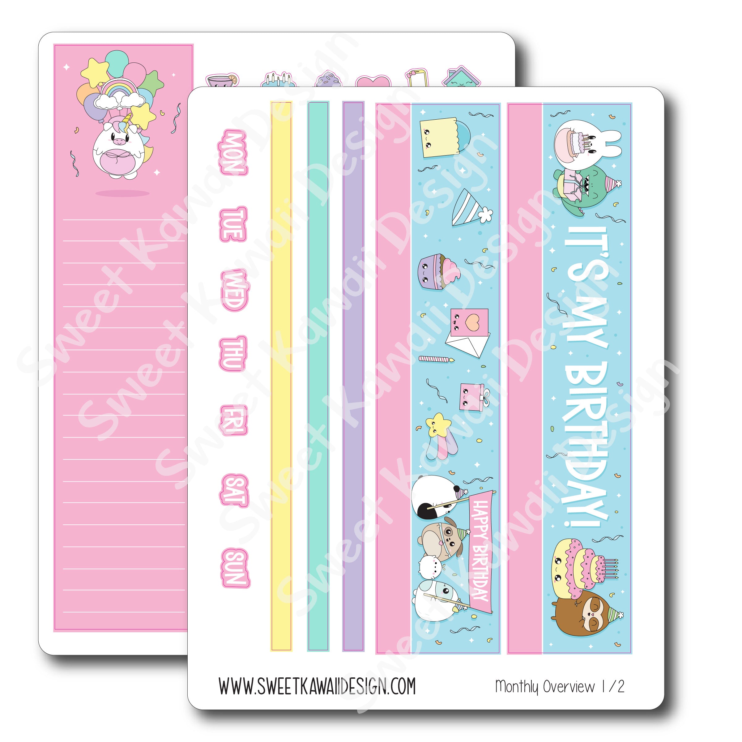 Birthday Monthly Overview Stickers - Vertical/Horizontal (7x9)