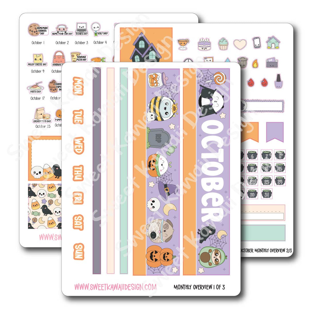 October 2026 Monthly Overview Stickers (Vert/Horiz)