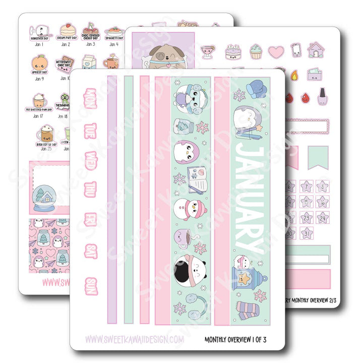 January 2026 Monthly Overview Stickers (Vert/Horiz)