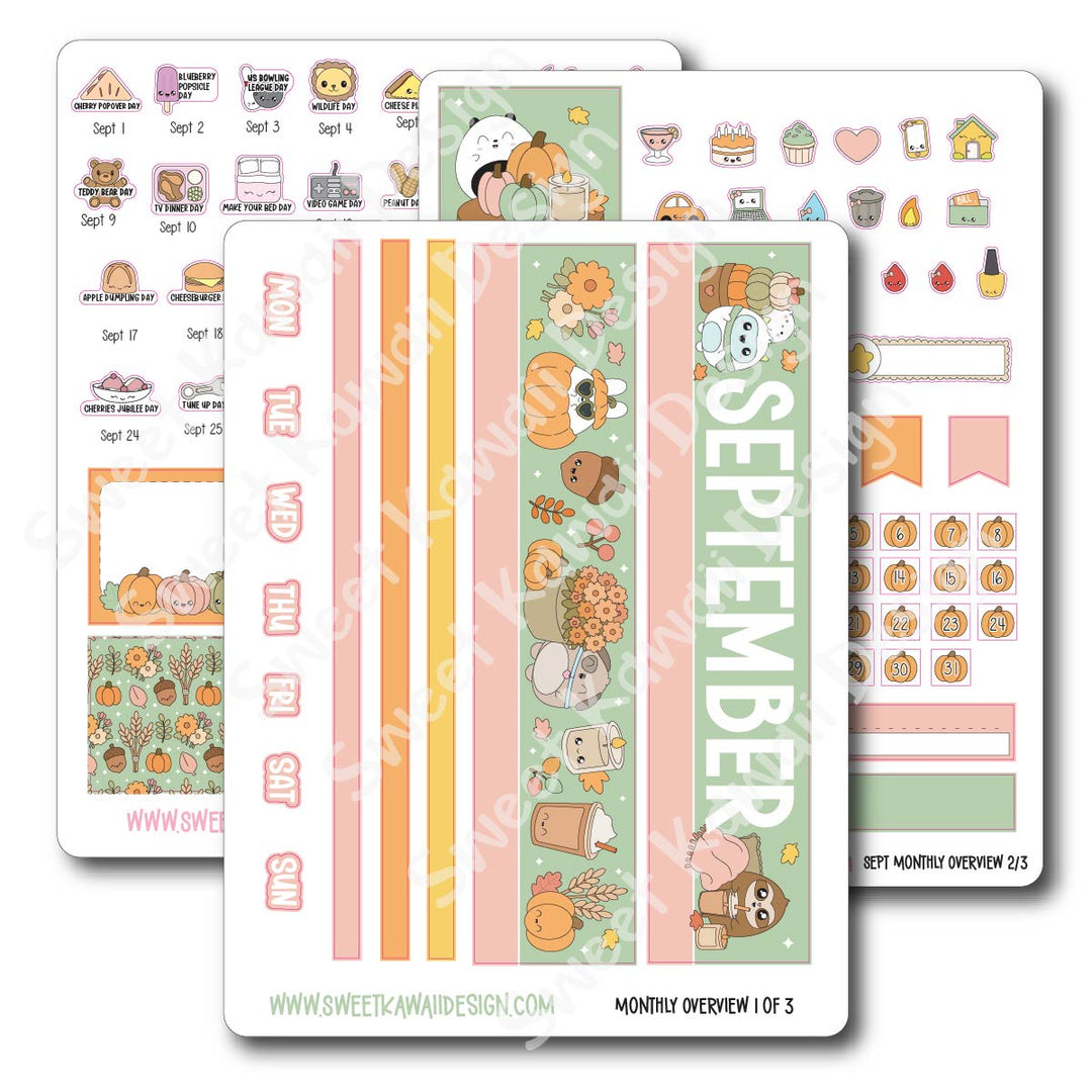 September 2026 Monthly Overview Stickers (Vert/Horiz)