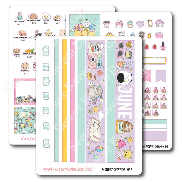 June 2026 Monthly Overview Stickers (Vert/Horiz)