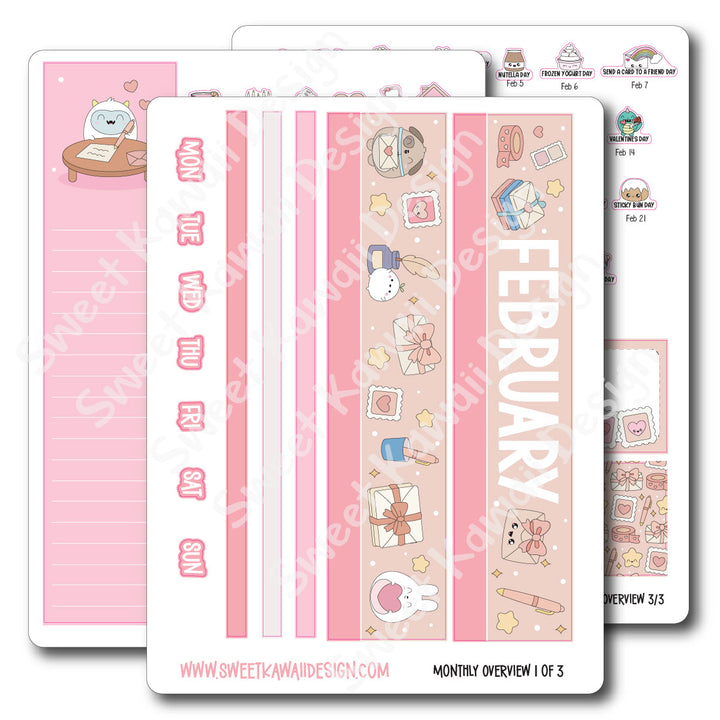 February 2026 Monthly Overview Stickers (Vert/Horiz)