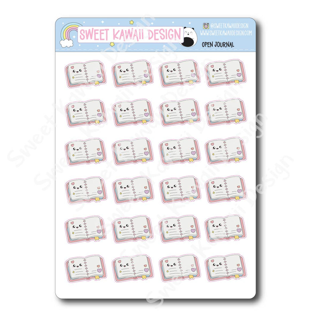Kawaii Open Journal Stickers