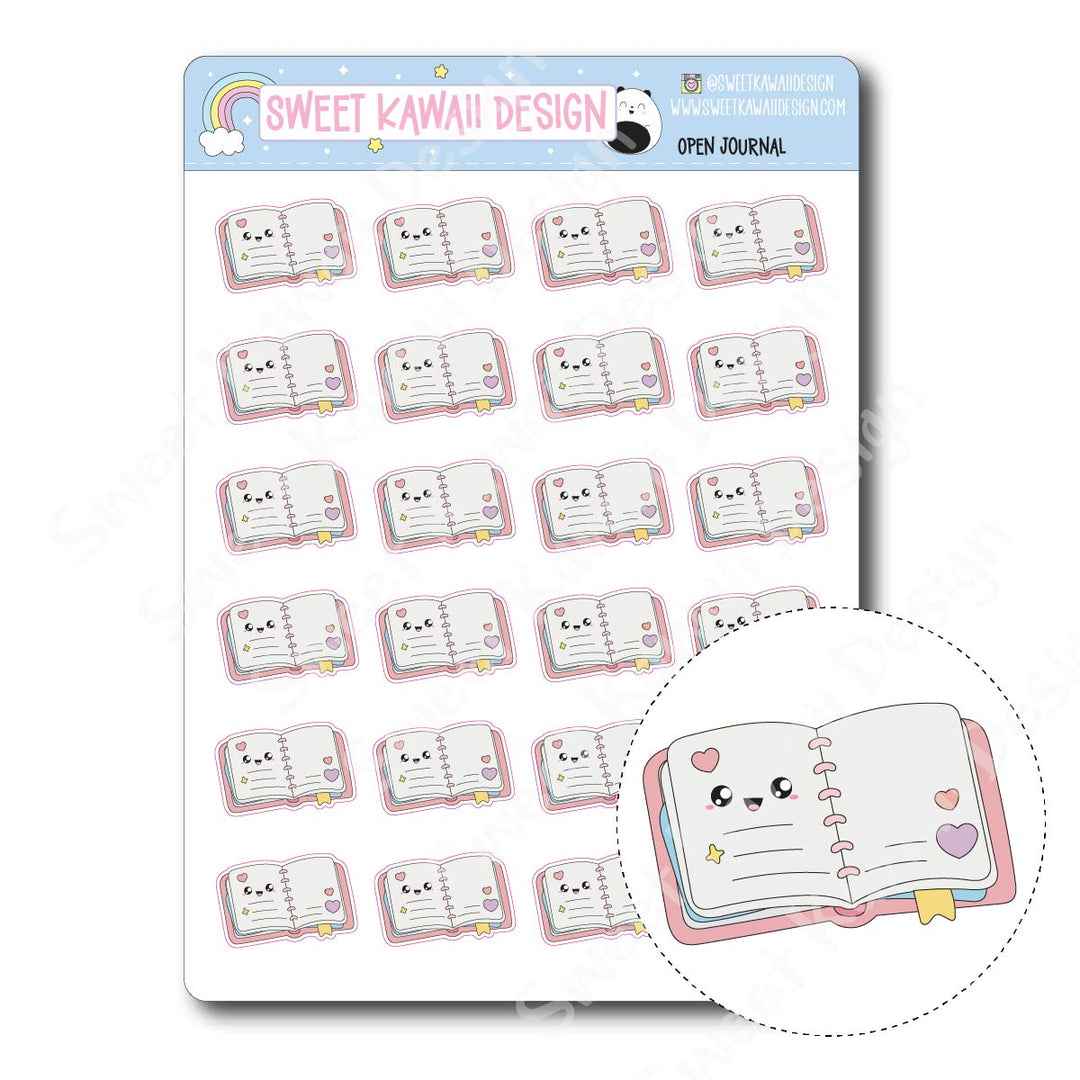 Kawaii Open Journal Stickers