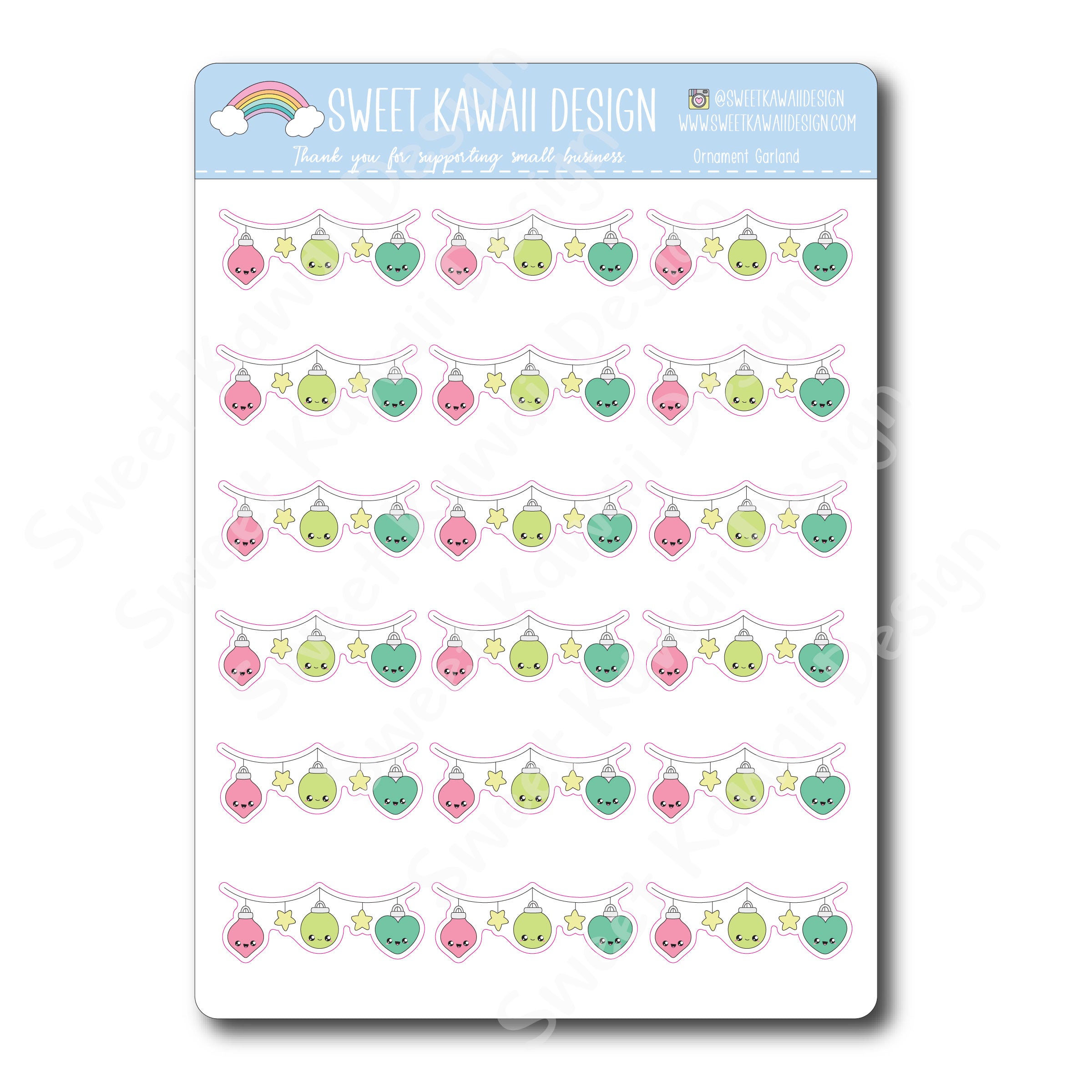 Kawaii Ornament Garland Stickers