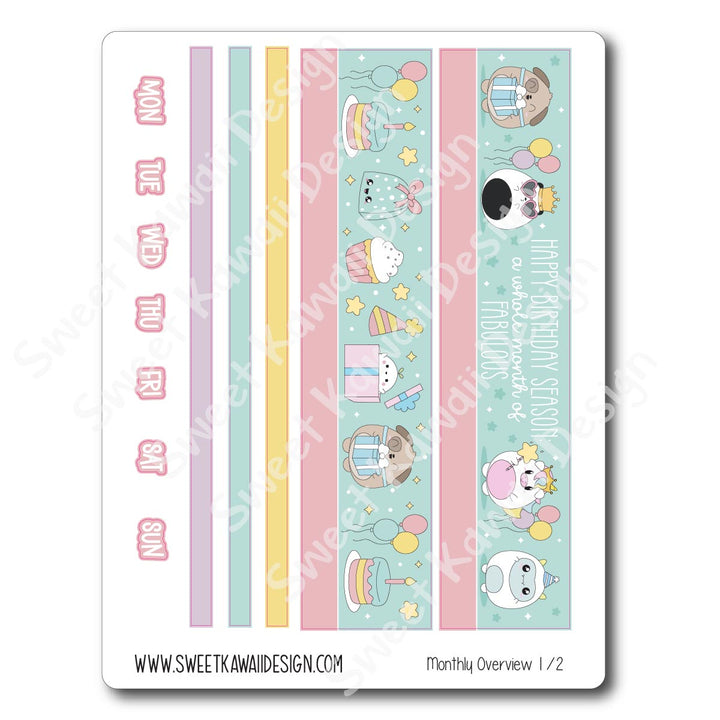 Birthday Monthly Overview Stickers - Vertical/Horizontal (7x9)