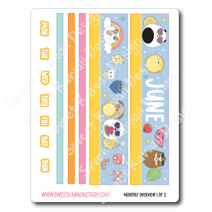 June 2025 Monthly Overview Stickers (Vert/Horiz)