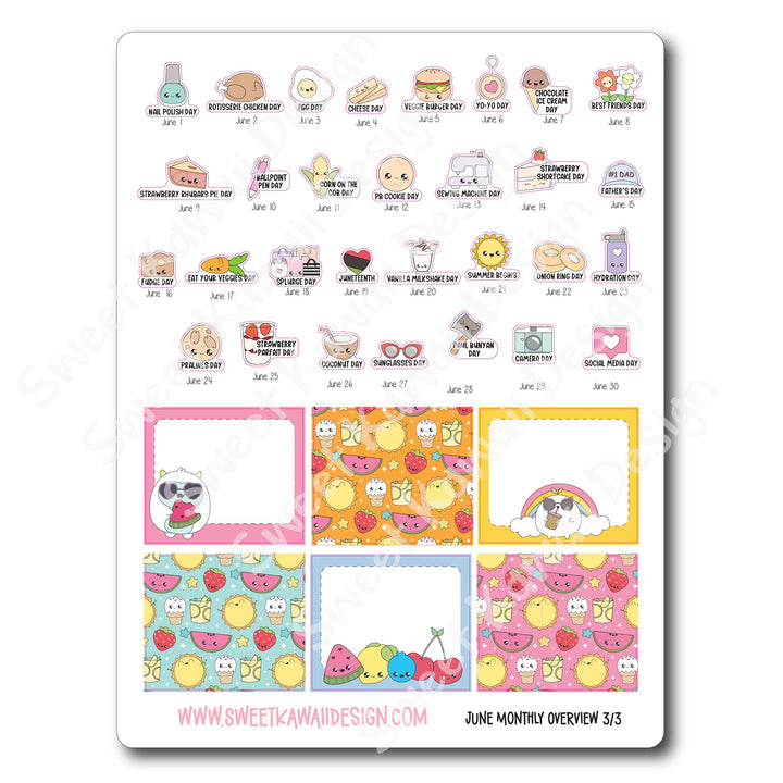 June 2025 Monthly Overview Stickers (Vert/Horiz)