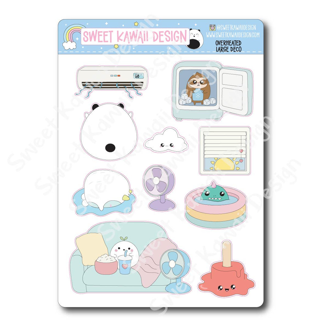 Kawaii Overheated Deco (LARGE) Stickers