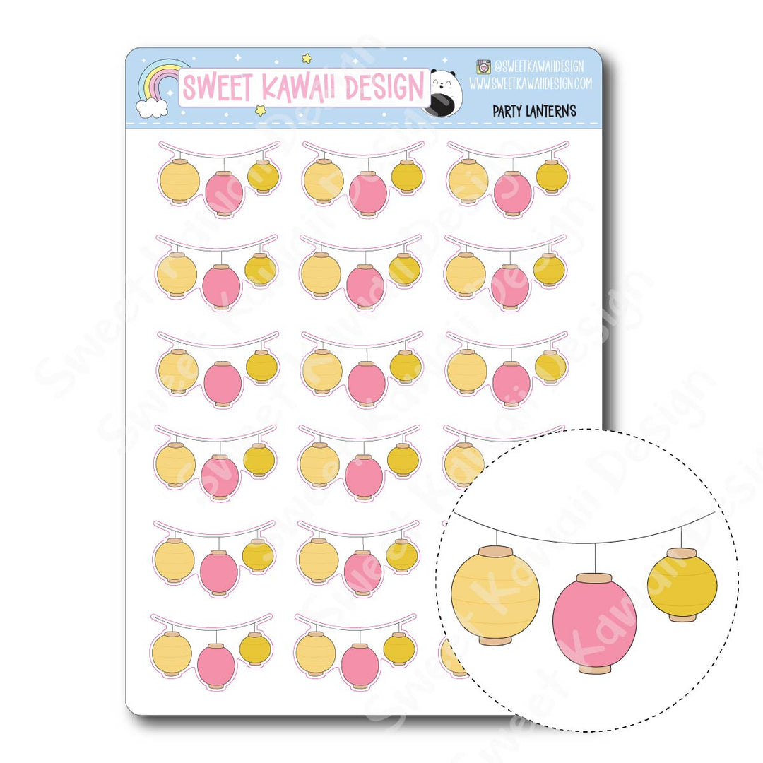 Kawaii Party Lantern Stickers