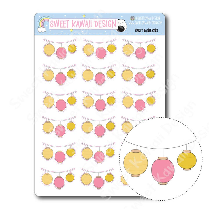 Kawaii Party Lantern Stickers