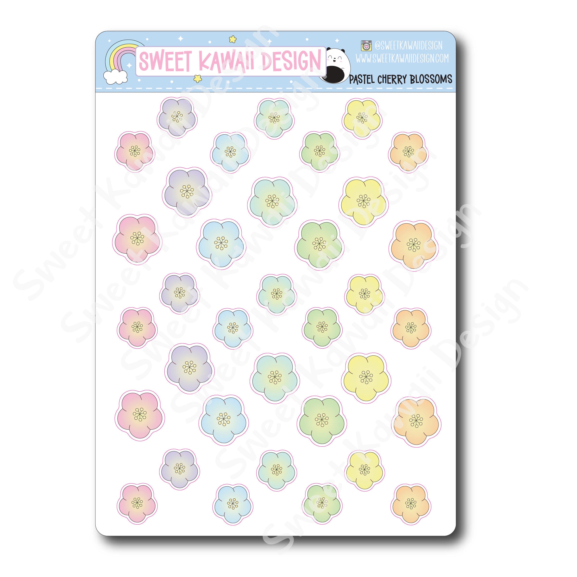 Kawaii Pastel Cherry Blossom Stickers