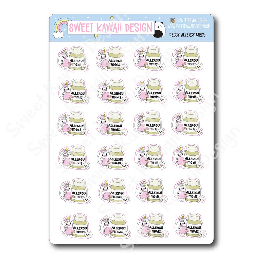 Kawaii Peggy Stickers - Allergy Meds