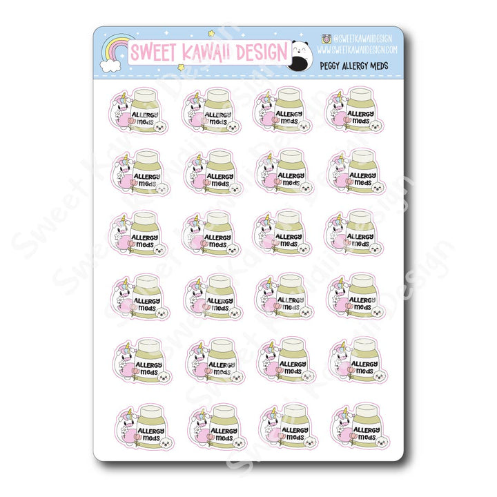 Kawaii Peggy Stickers - Allergy Meds