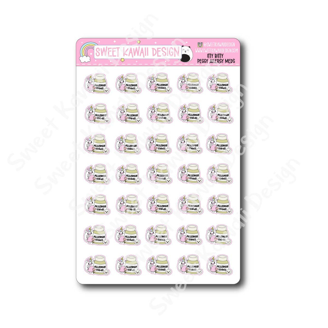 Kawaii Peggy Stickers - Allergy Meds