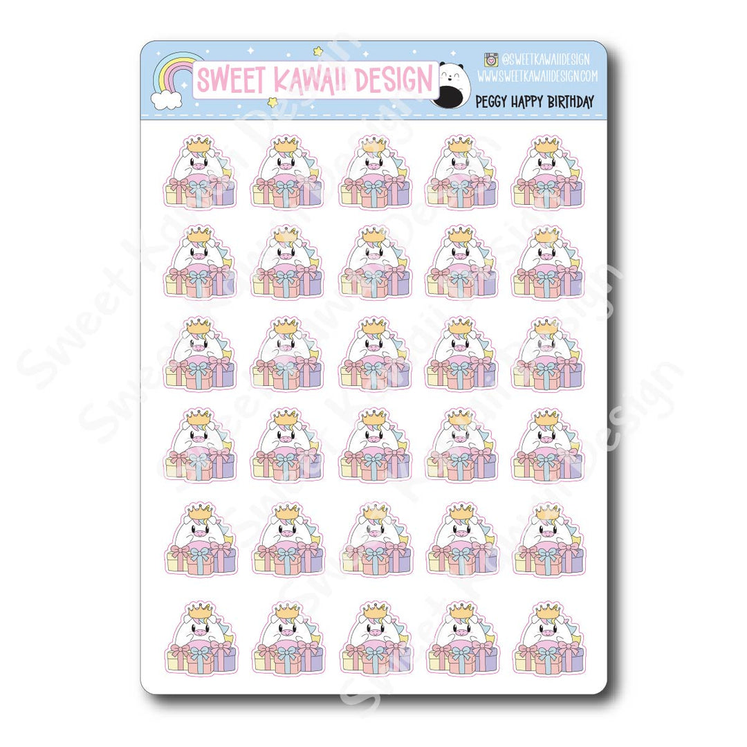 Kawaii Peggy Stickers - Happy Birthday