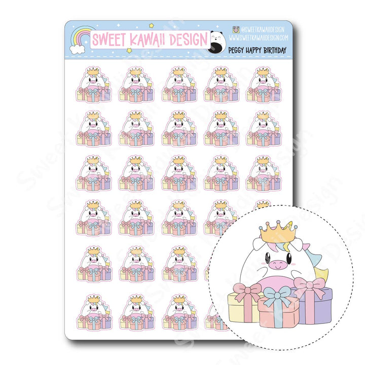 Kawaii Peggy Stickers - Happy Birthday