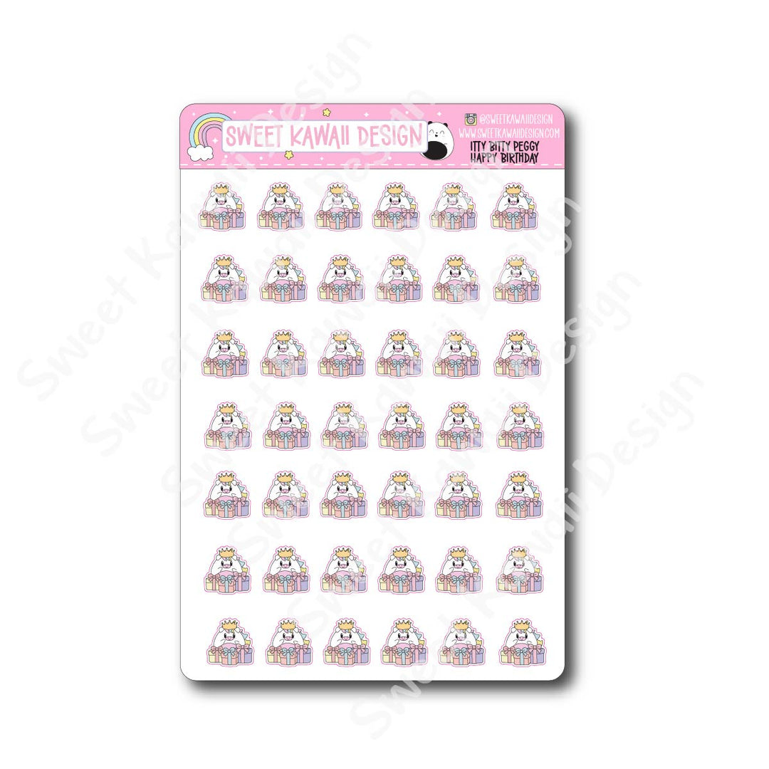 Kawaii Peggy Stickers - Happy Birthday