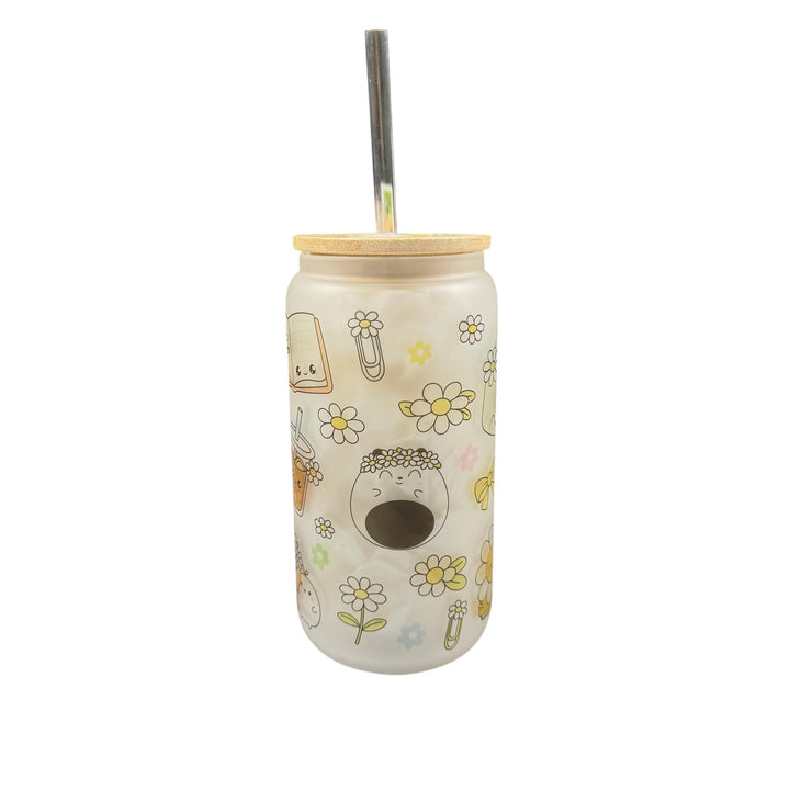 Daisy Days – 16oz Frosted Glass Tumbler