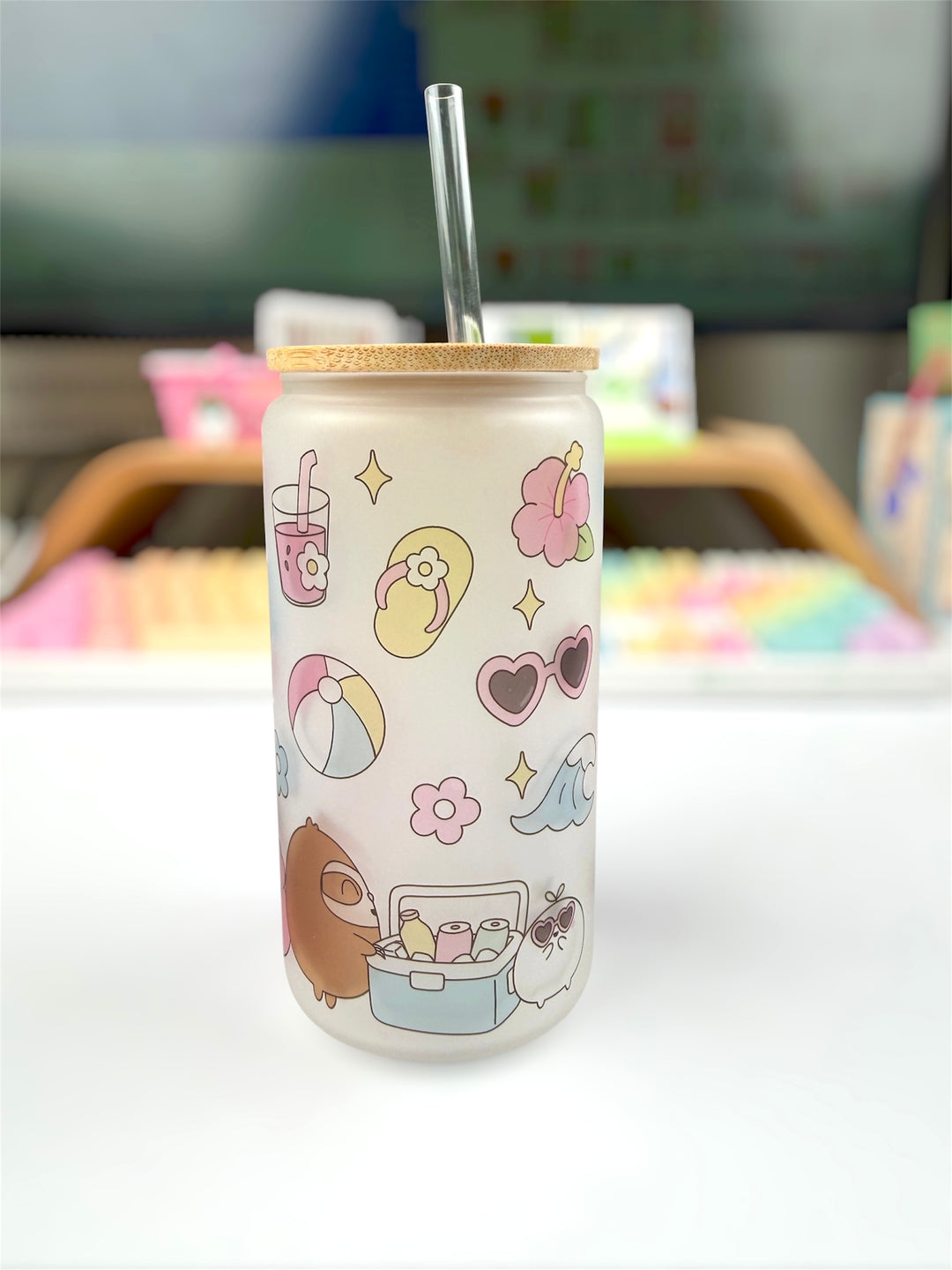 Tiny Pool Energy – 16oz Frosted Glass Tumbler